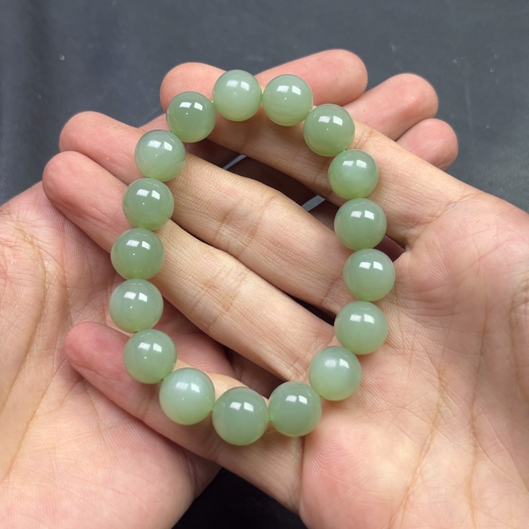 和田玉手链未镶嵌多样性钢板料俄罗斯碧玉粉青卡12