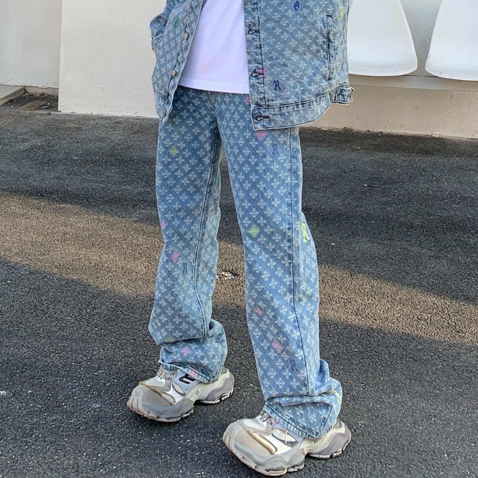 Richgainer北美高街钻石提花牛仔裤224