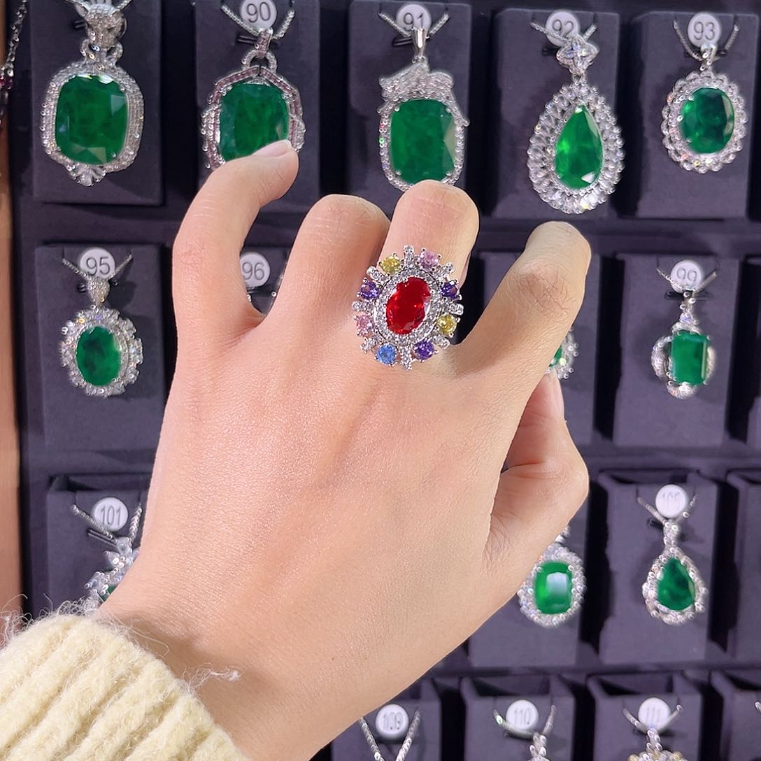 银S925镶嵌戒指红宝石