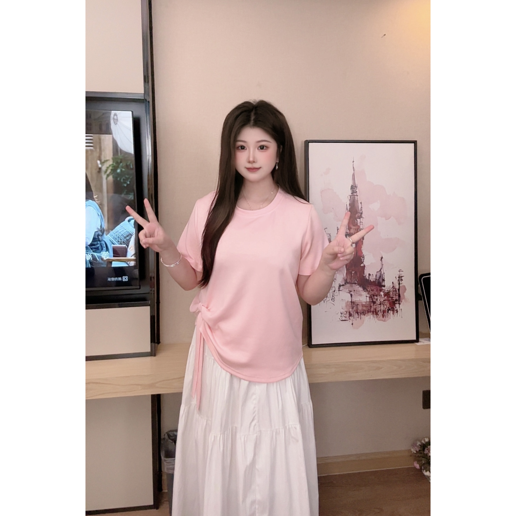 【颜如玉】A19大码女装夏季新款胖mm新款蝴蝶结宽松T恤洋气减龄