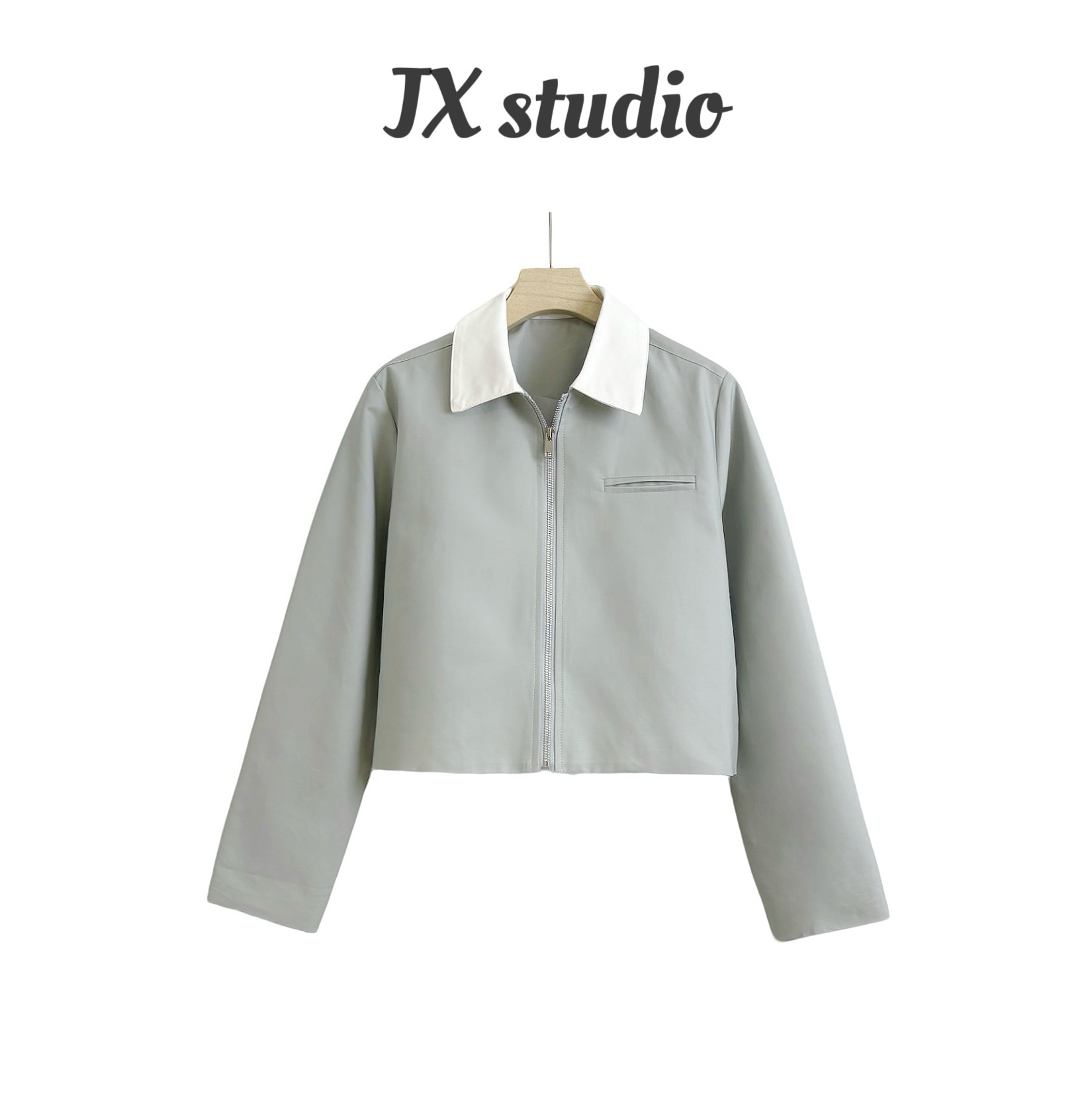 静贤【春语蝶梦】春季新款韩版显瘦撞色短款风衣外套