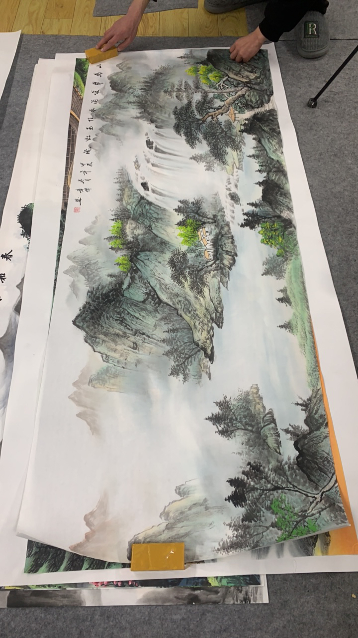 《淡彩山水画》 画芯尺寸：180cm*70cm山水画客厅办公室挂画
