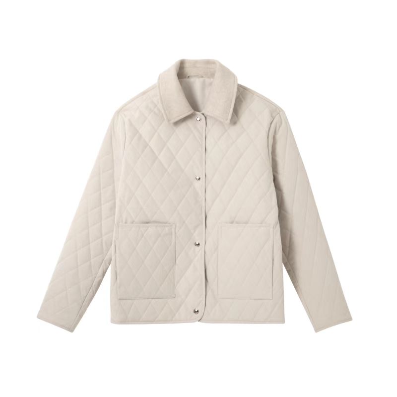 【大圈】白色时尚翻领按扣长袖夹克女外套LO072