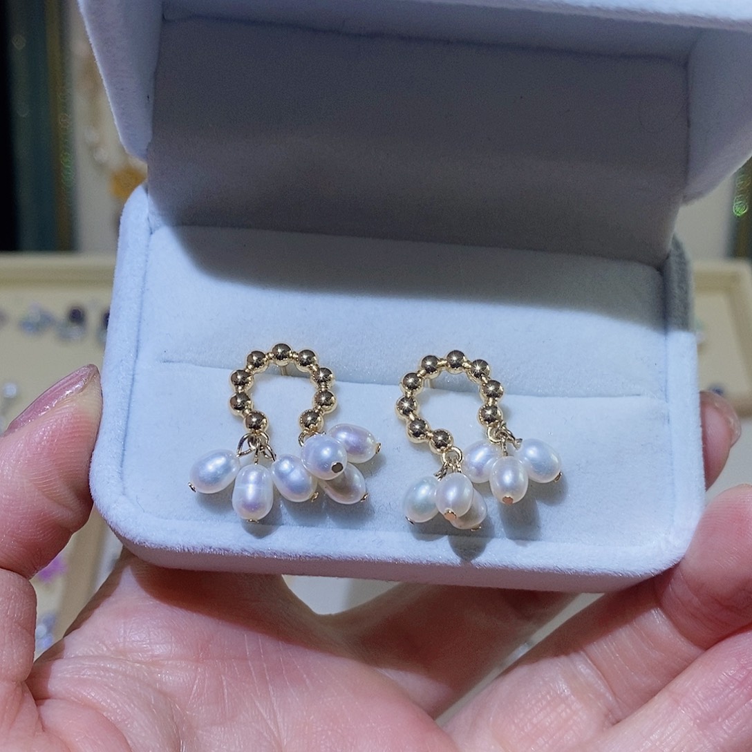 耳饰淡水珍珠银S925镶嵌