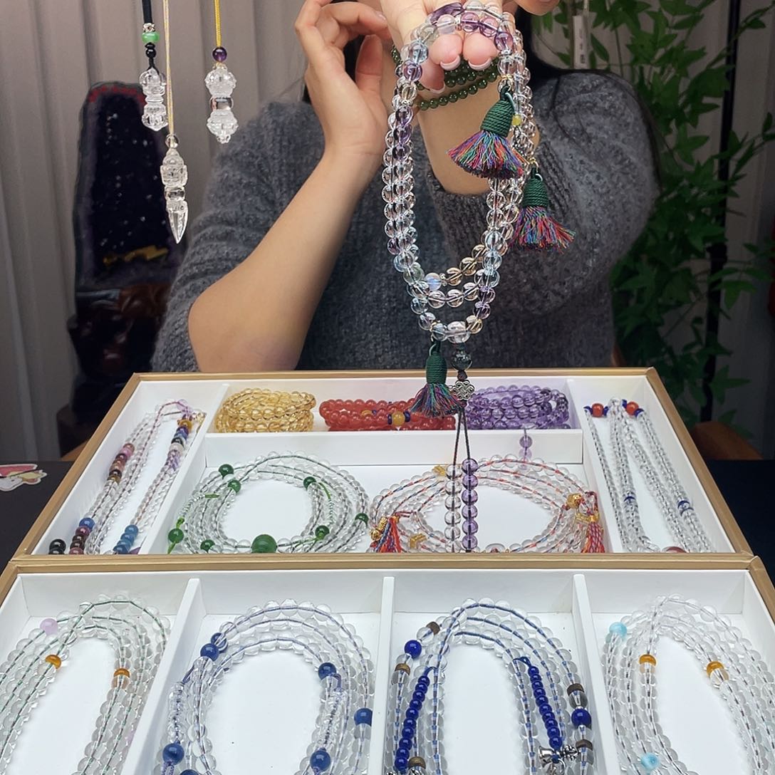 水晶银S925镶嵌手链天然水晶道系流珠