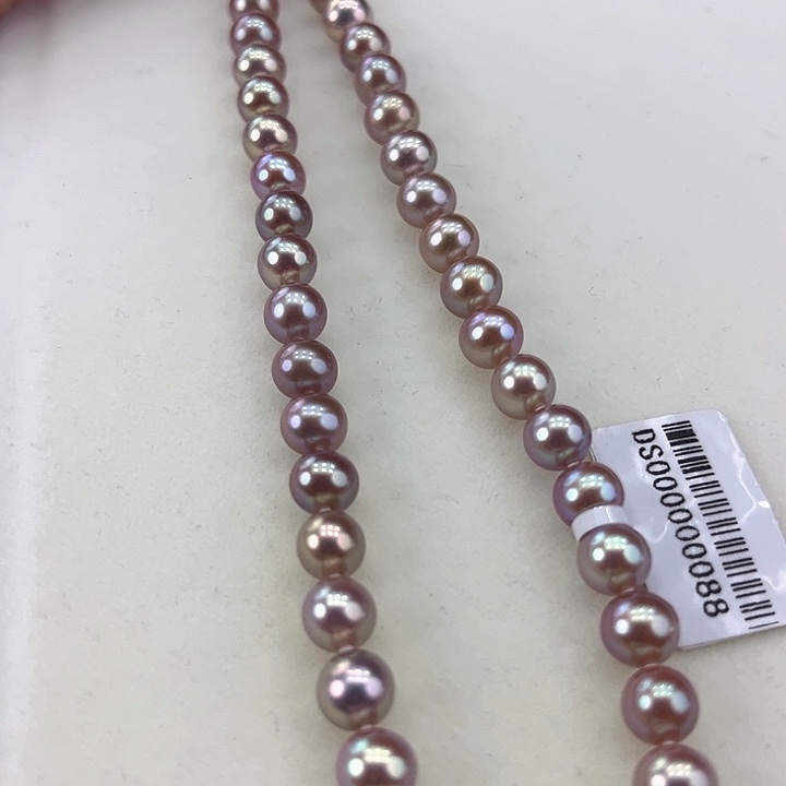 淡水珍珠颈饰银S925镶嵌卡7.5极光炫彩紫色高品