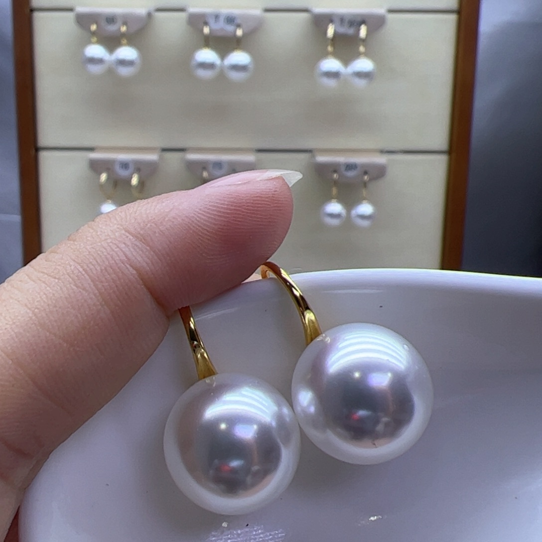 淡水珍珠耳饰18K金镶嵌
