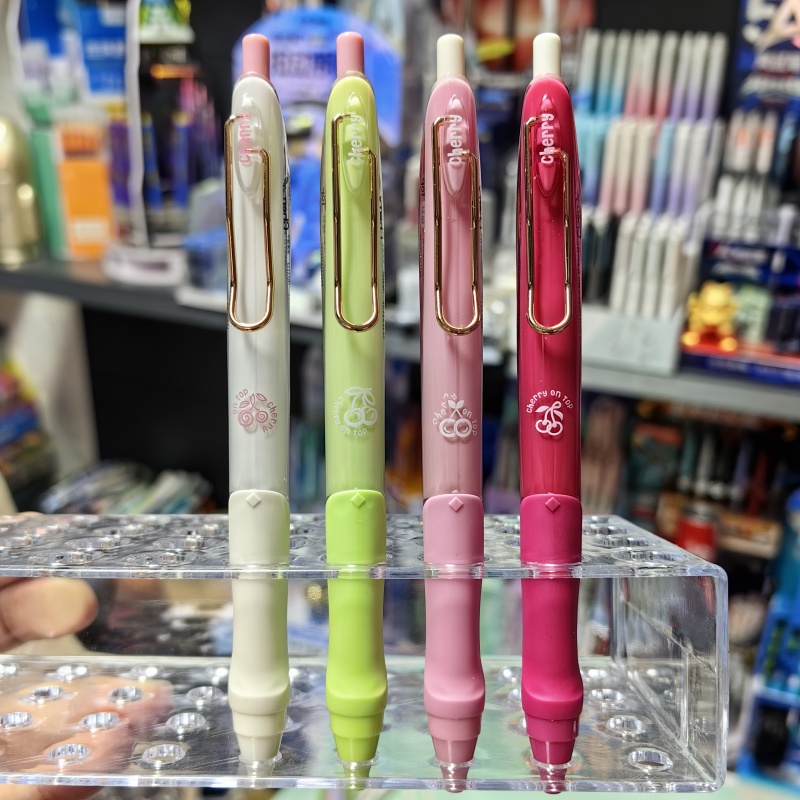 柯林得心樱手按动中性笔4支黑色颜色随机-1113樱桃速干cherrytop