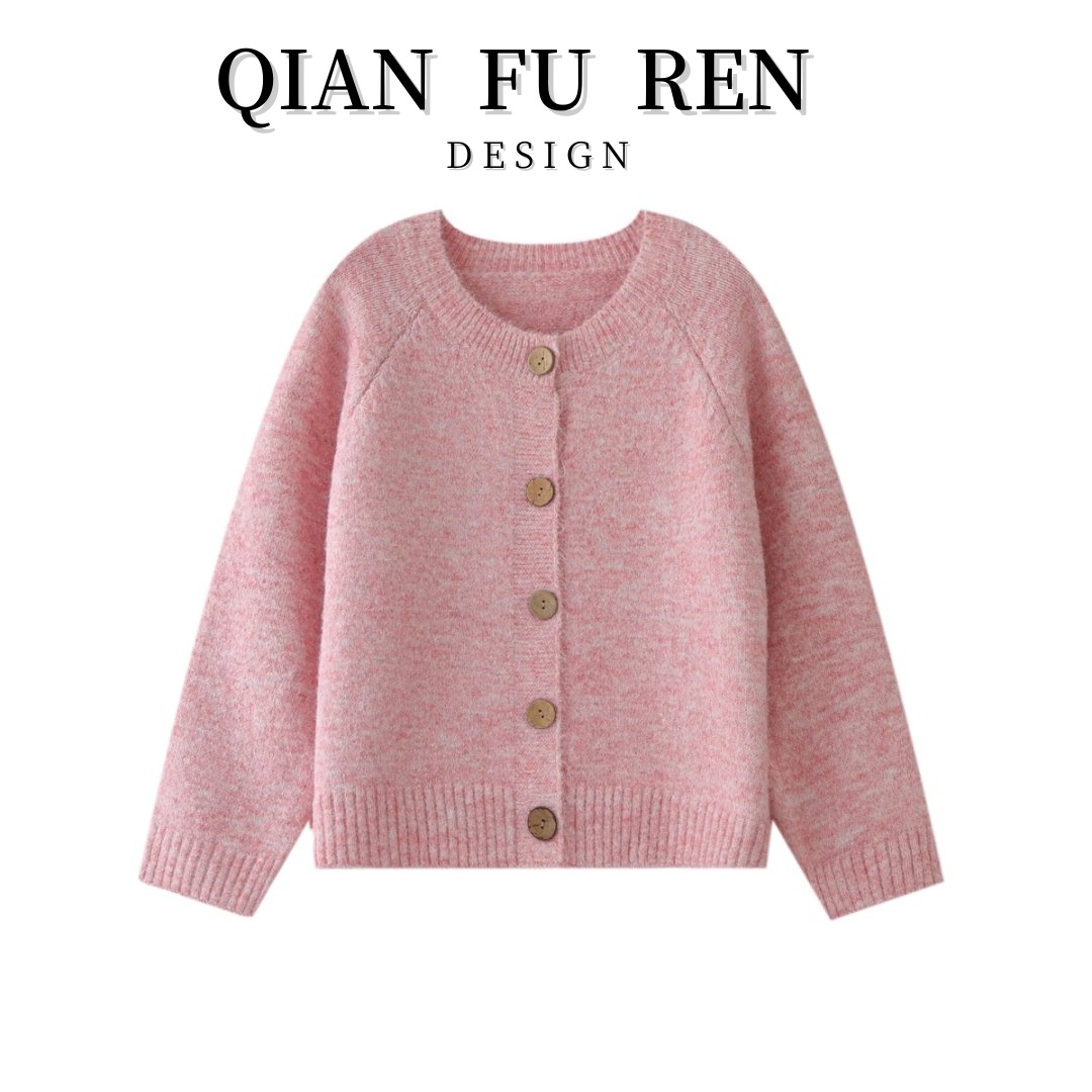 圆领简约百搭黄色开衫毛衣外套女宽松慵懒风外穿针织上衣春秋款