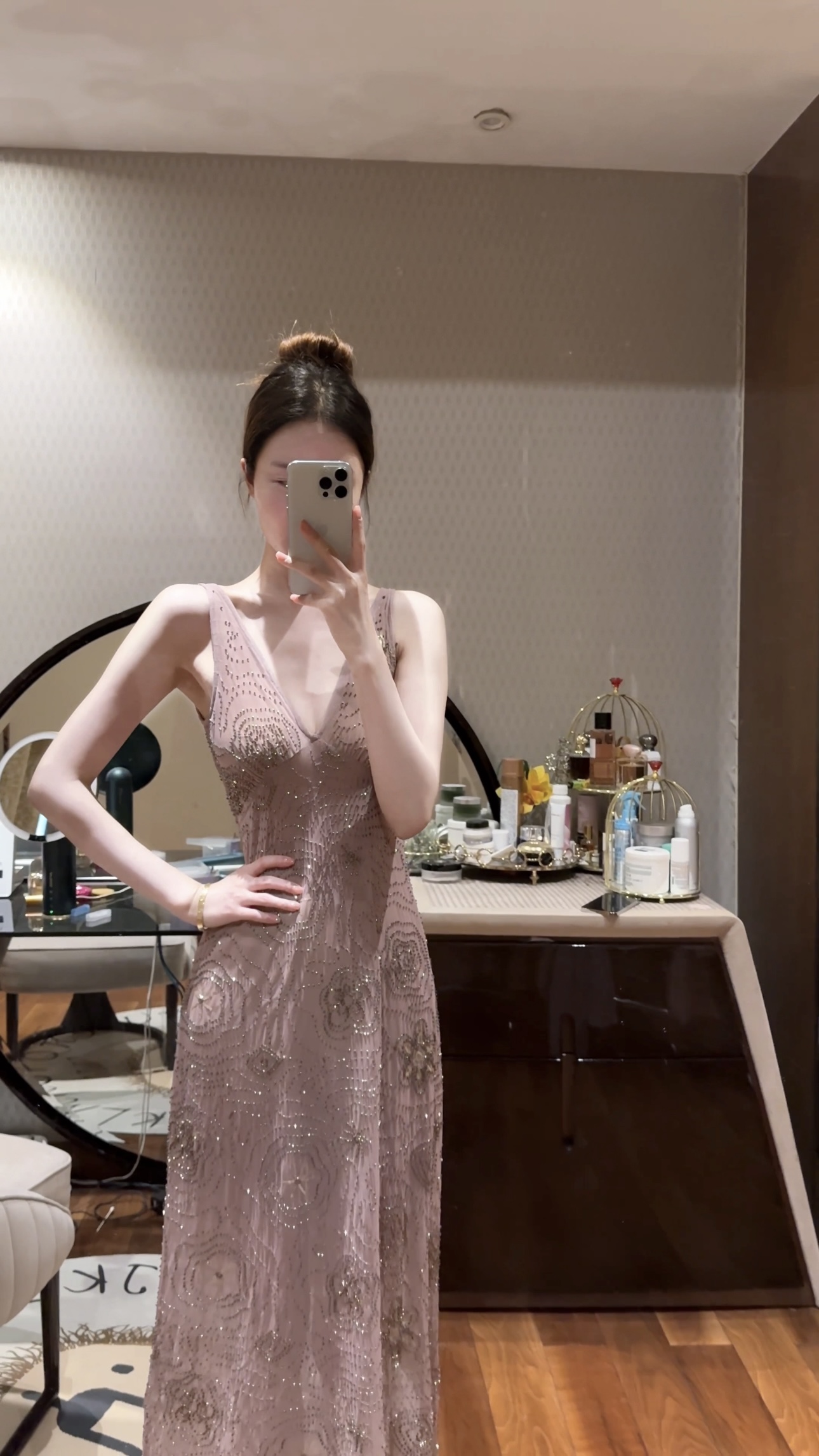 闪闪定制 盖茨比夏季亮片珠绣高级感紫色礼服长裙连衣裙2535 2562