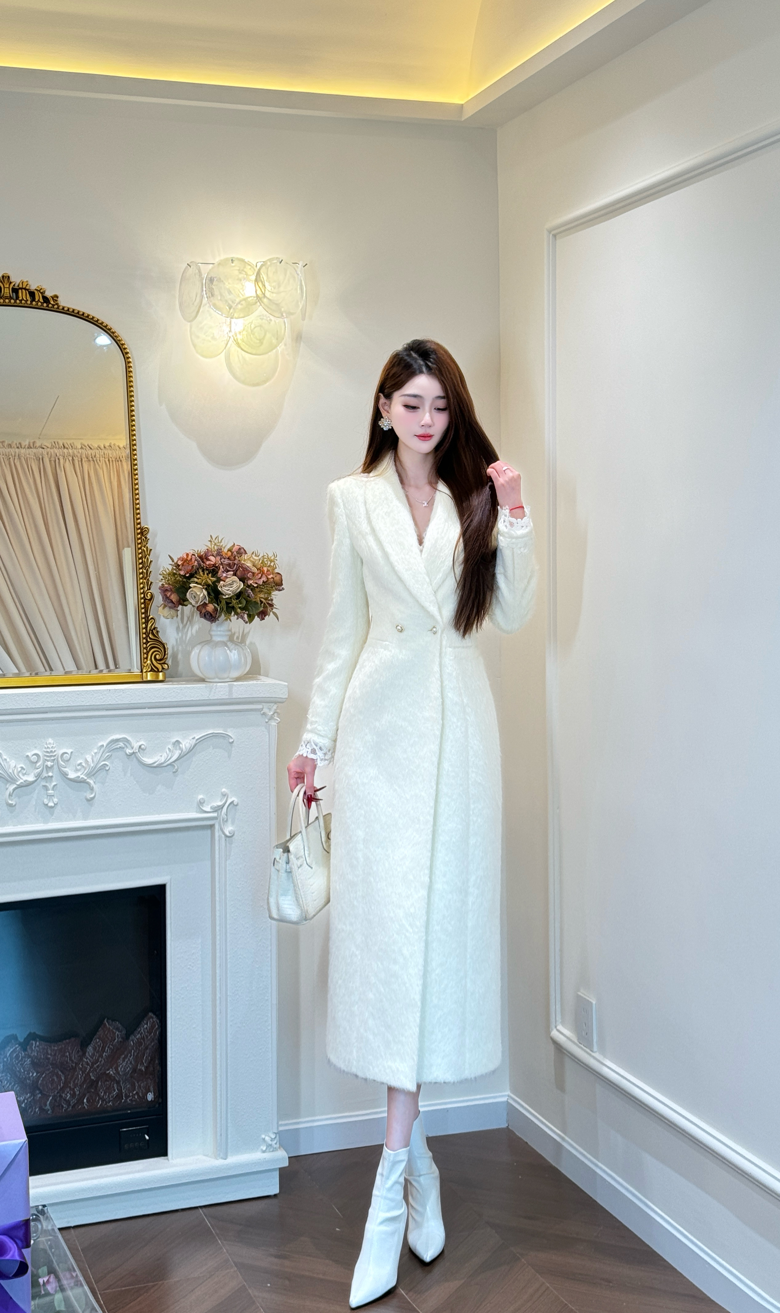 【冬日爱丁堡】LINGLING设计师大衣外套时尚老钱风轻奢J252131