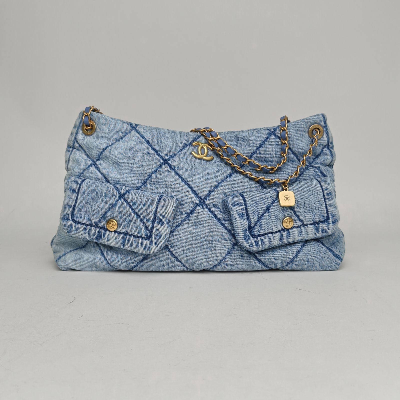 99新 Chanel/香奈儿 【黑黑】HOBO 购物袋 牛仔蓝 牛仔 芯片开