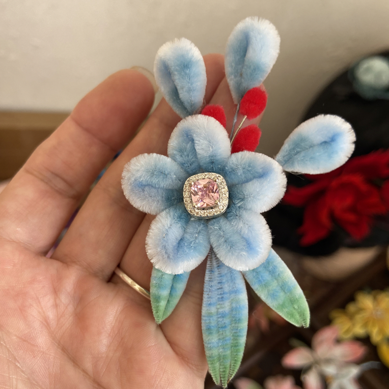 非遗绒花发夹胸针手工制作