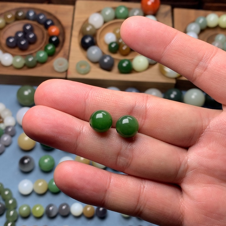 和田玉（碧玉）卡10碧玉×2未镶嵌李***本