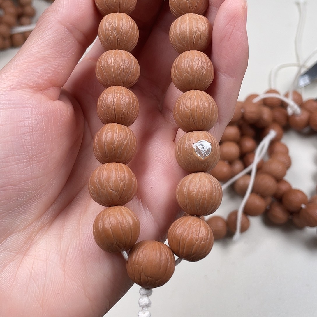 手串猴头核桃原皮聚宝盆14➕银标