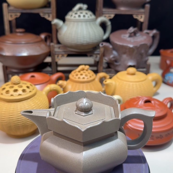 茶壶紫砂青灰泥全手憎帽