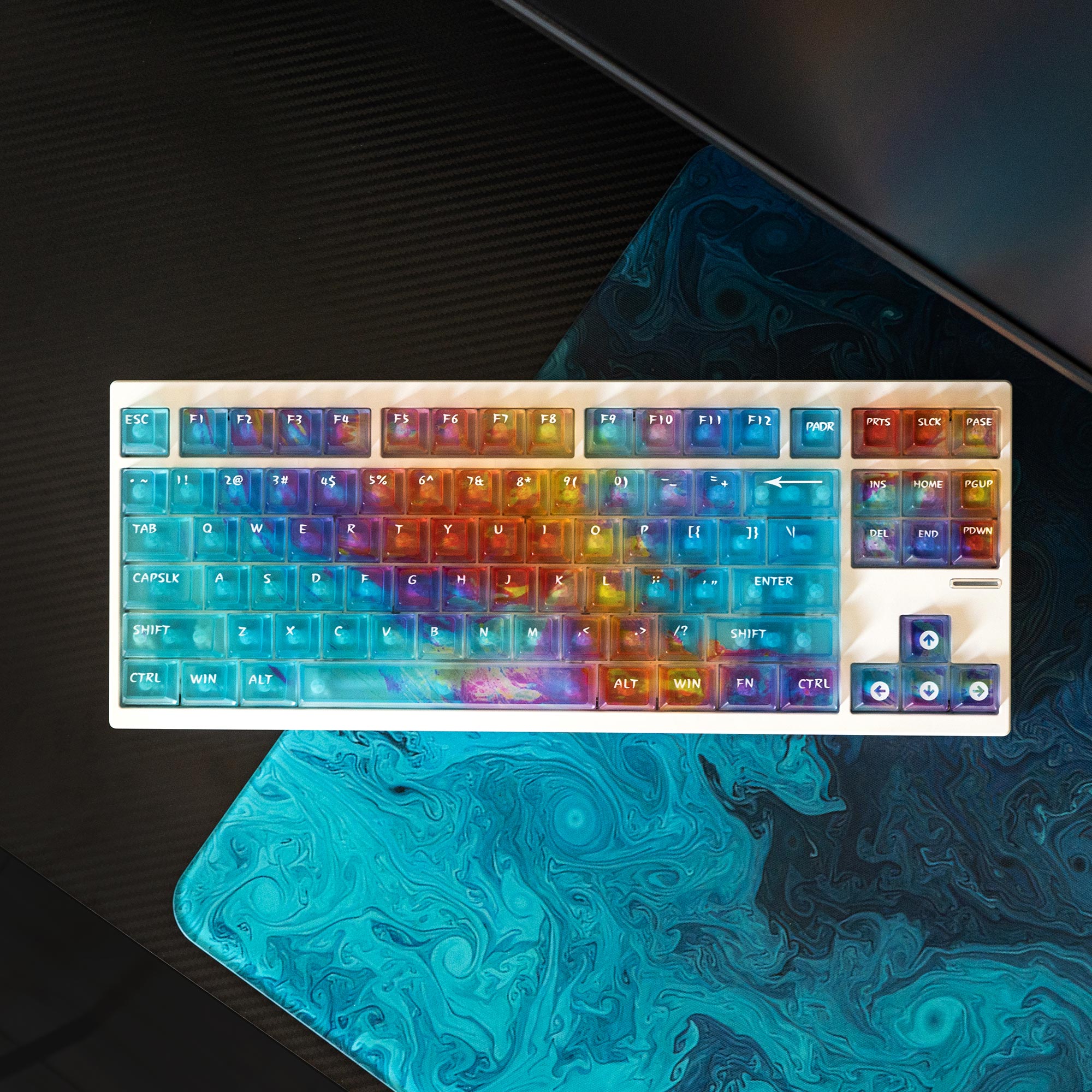 薄荷糖恺宙渐变五面雾透键帽ai3d移印PC原厂适Wooting等机械键盘