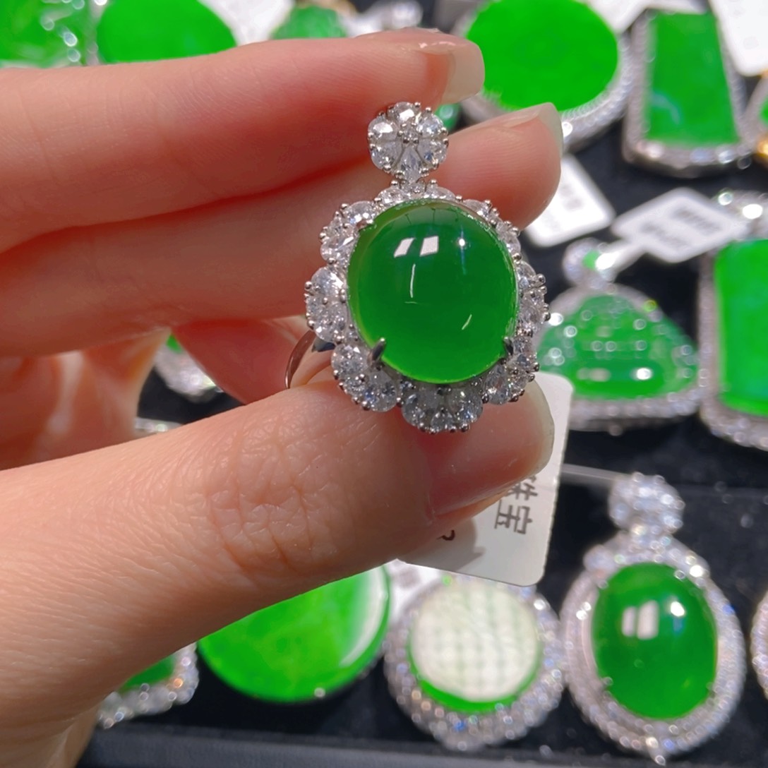 翡翠吊坠(不含链)银S925镶嵌