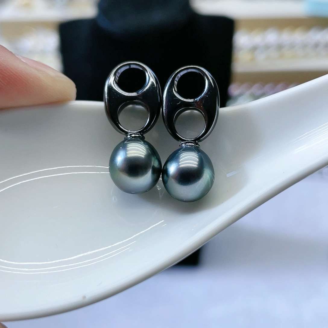 海水珍珠耳饰银S925镶嵌