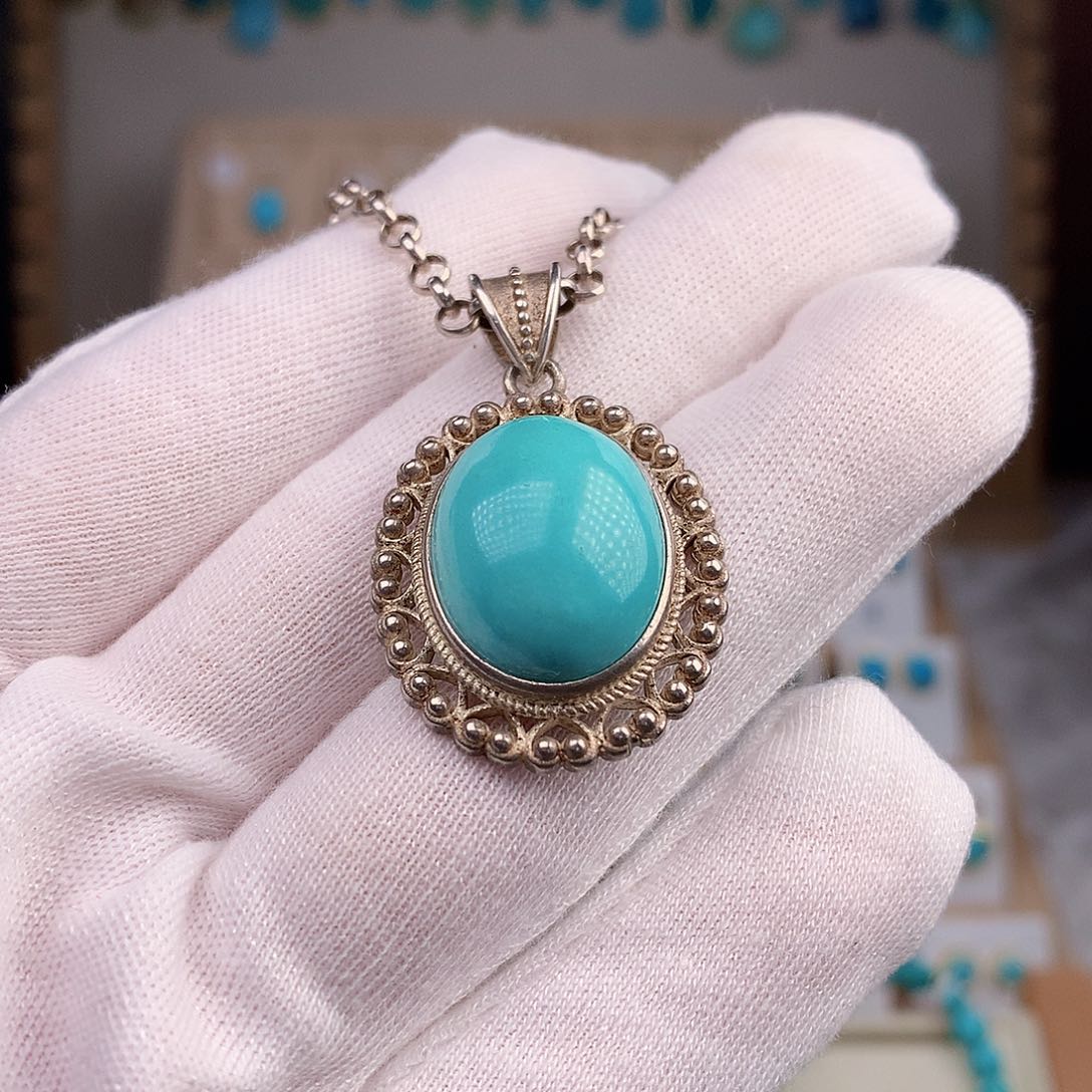 绿松石戒指银S925镶嵌