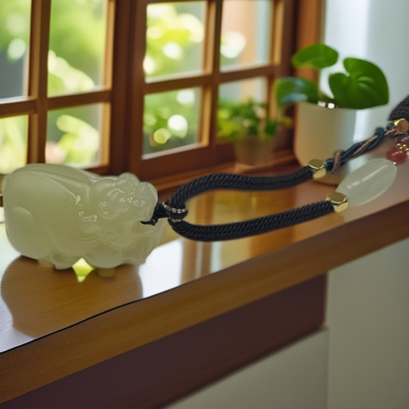 【蓝氏集团专属】青海格尔木黄口大貔貅吊坠 带中国结编绳