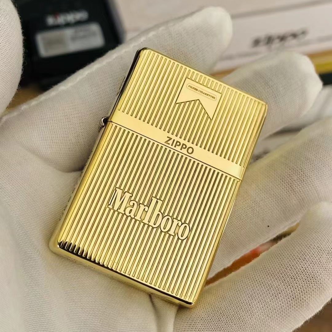打火机黄铜金色煤油打火机加厚盔甲外壳万宝路盔甲机