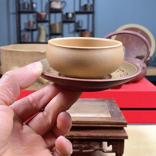 紫砂茶杯一杯一碟紫砂