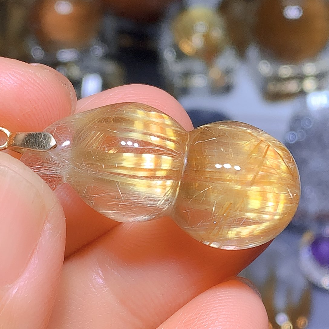 水晶吊坠银S925镀金镶嵌天然水晶