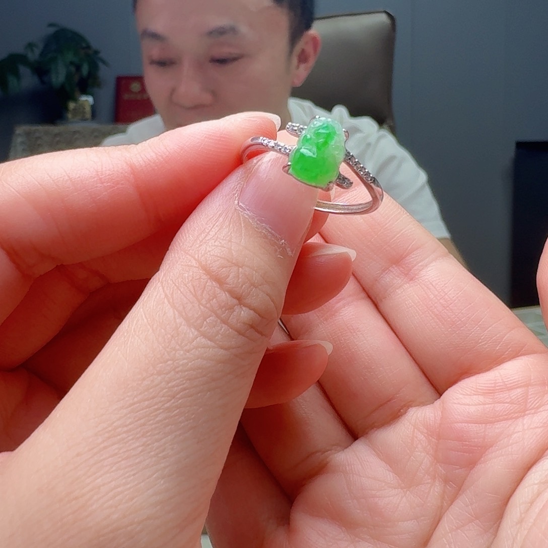 翡翠戒指银S925镶嵌多样性发货其一