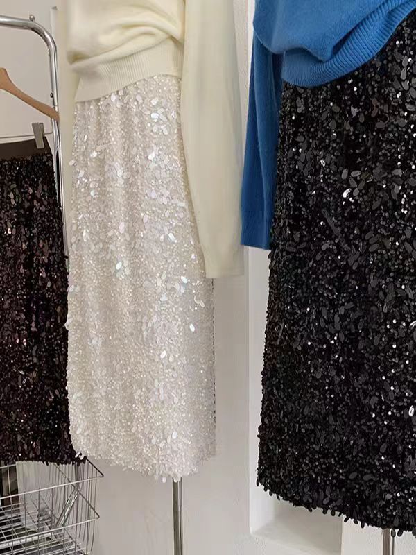 高品质高腰直筒高级显瘦半身裙8598