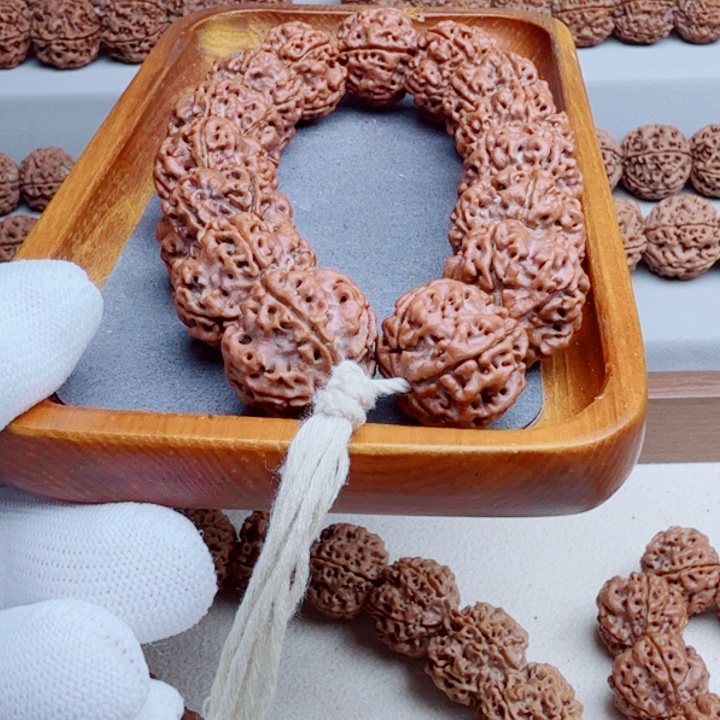 吊坠金刚菩提原生态安娜老籽五星梅花双龙粗筋楼空订制22姜黄皮