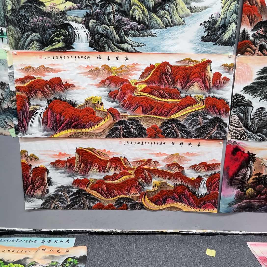 国画笑**云莫老师万里长城手绘作品