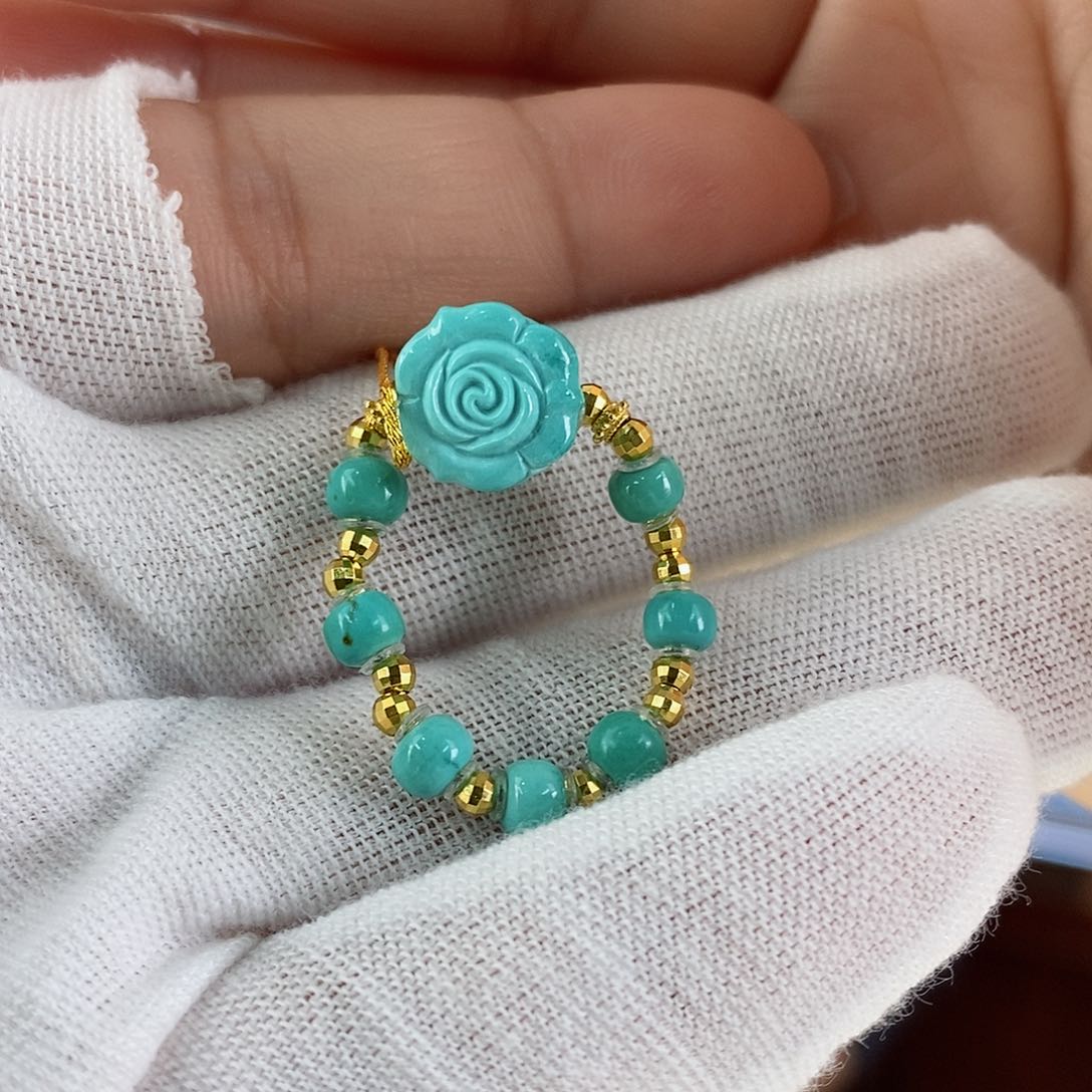 绿松石珠宝奇石18K金镶嵌