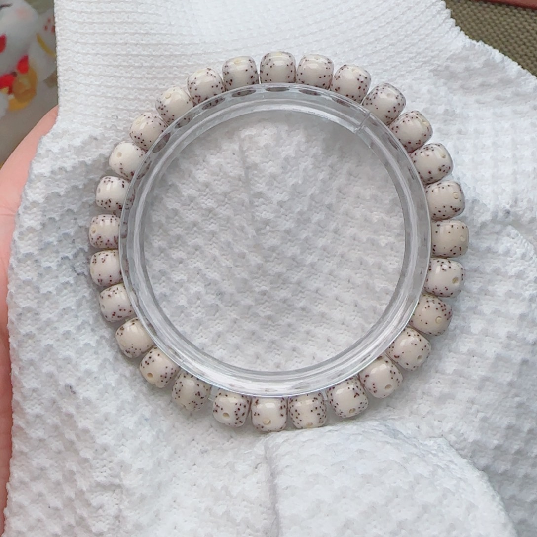 星月菩提手串骨瓷白大留白针尖星8*7