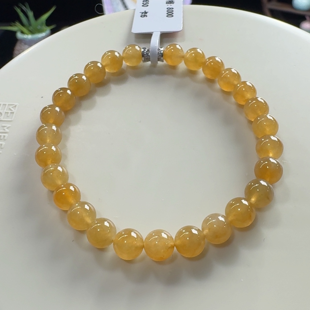 未镶嵌手链翡翠冰胶黄翡单圈6mm