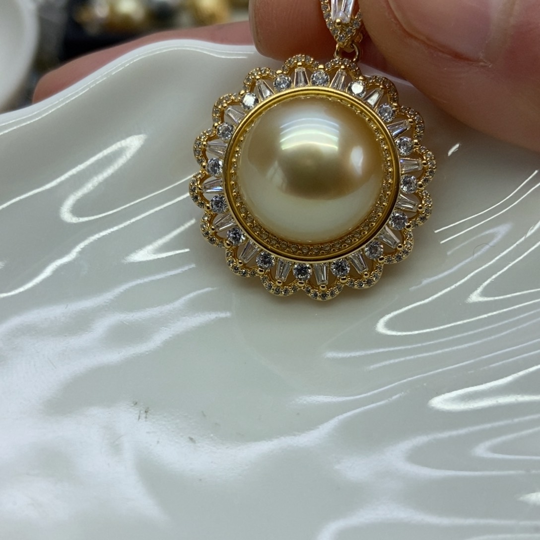 海水珍珠吊坠(不含链)银S925镶嵌