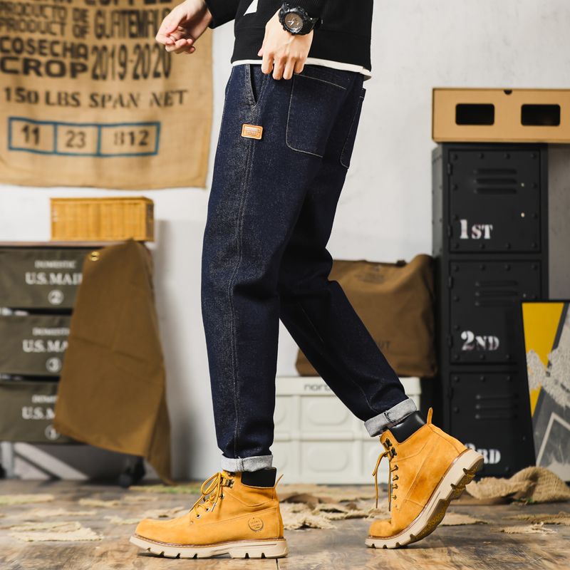 丹宁原牛不掉色2025秋冬新款牛仔裤韩版小直筒牛仔裤男潮流百搭