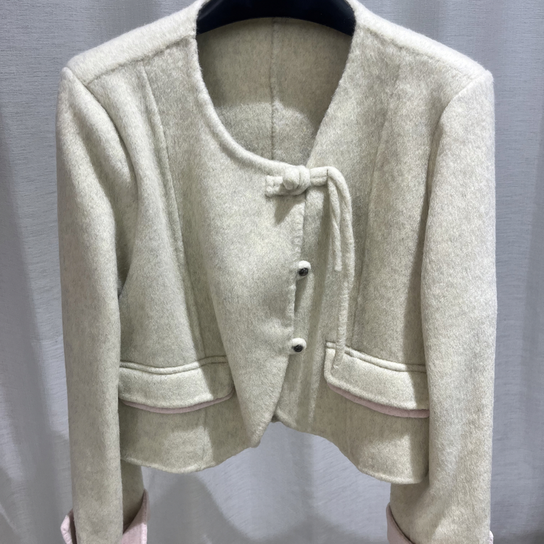 新中式国风盘扣双面高级感气质千金名媛秋冬毛呢外套女