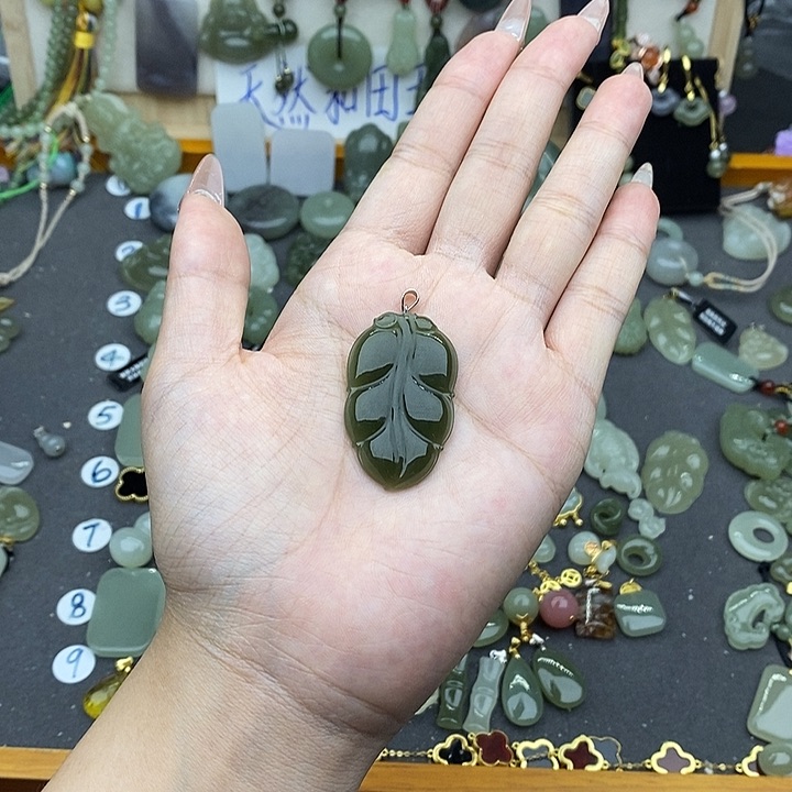 和田玉银S925镶嵌吊坠(不含链)