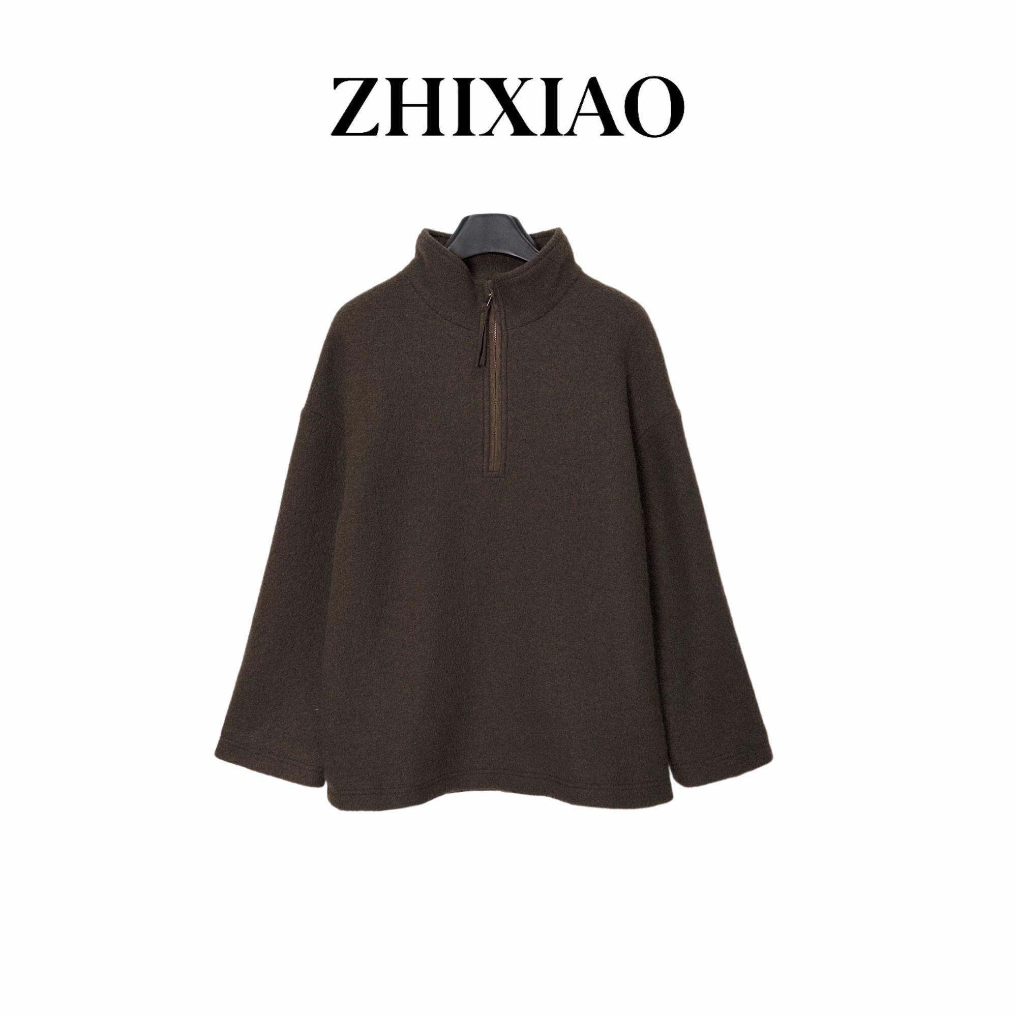 【ZHIXIAO】秋冬新款：半拉链羊毛长袖上衣5007-1