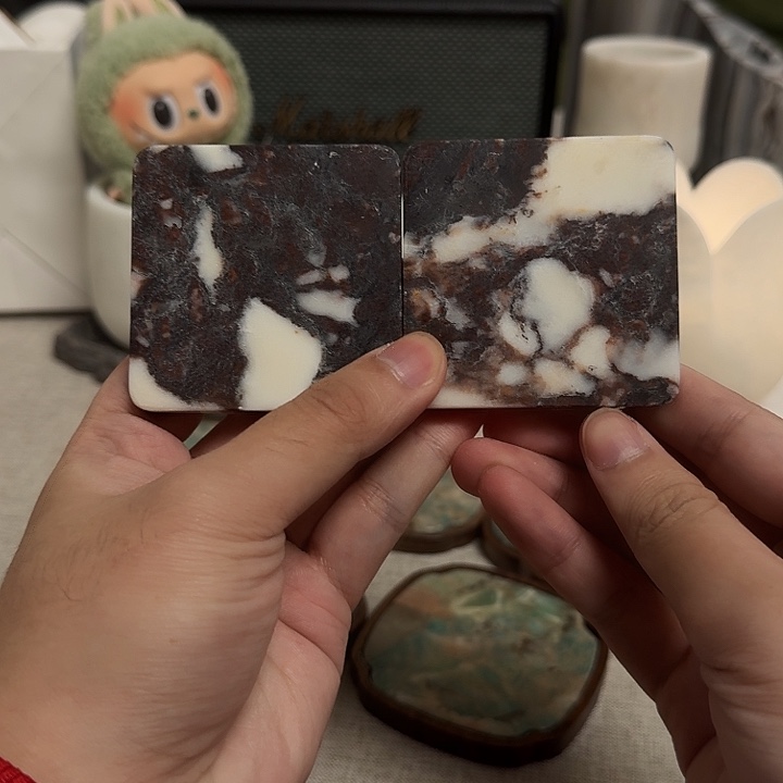 石材宝紫杯垫一对011