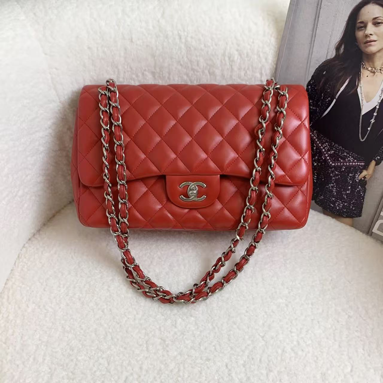 99新 Chanel/香奈儿 红银羊jumbo/50715617/12期免息/代卖服务
