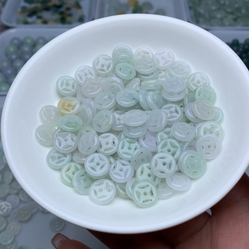 【闪购商品】未镶嵌翡翠手链卡10金钱扣50颗