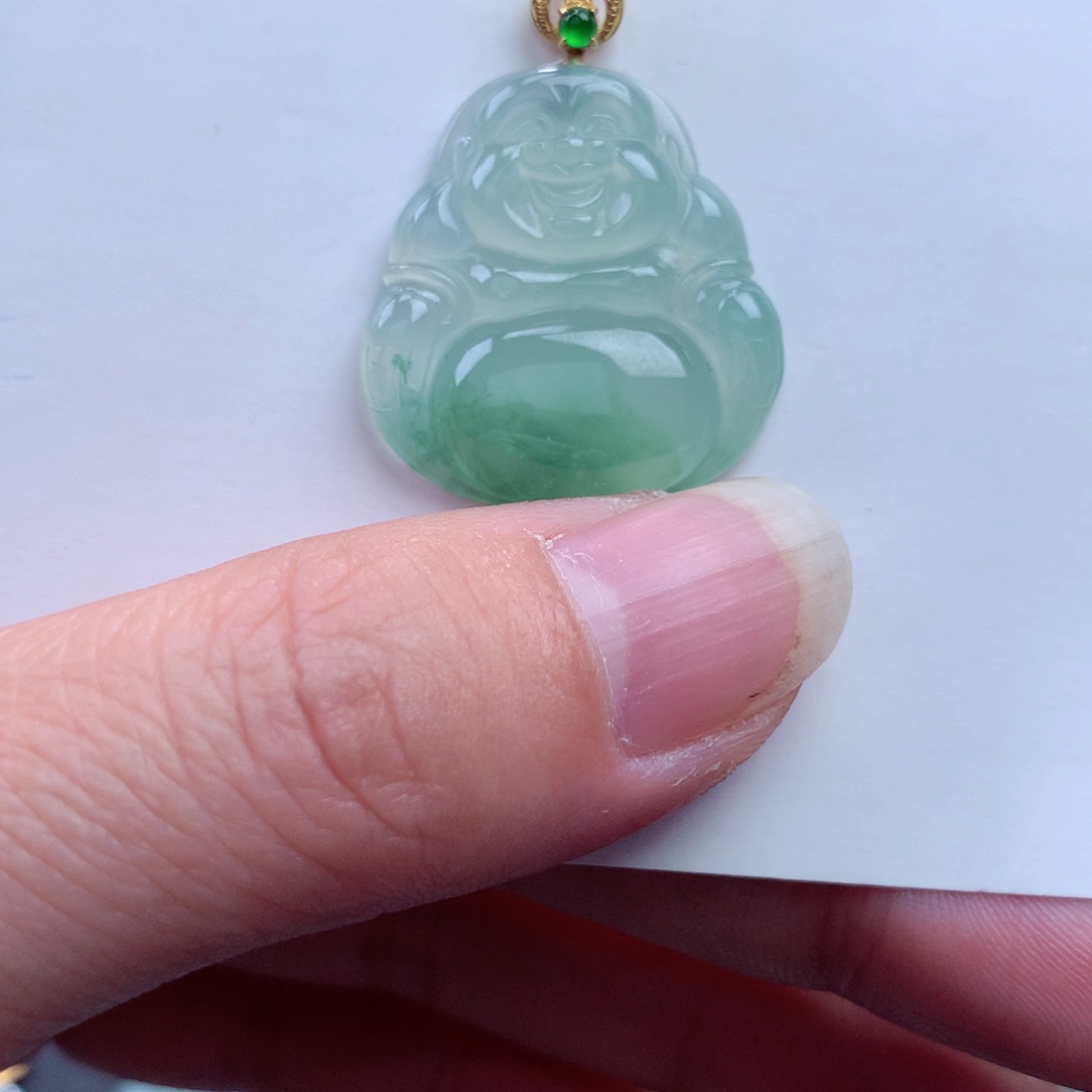 翡翠吊坠(不含链)18K金镶嵌