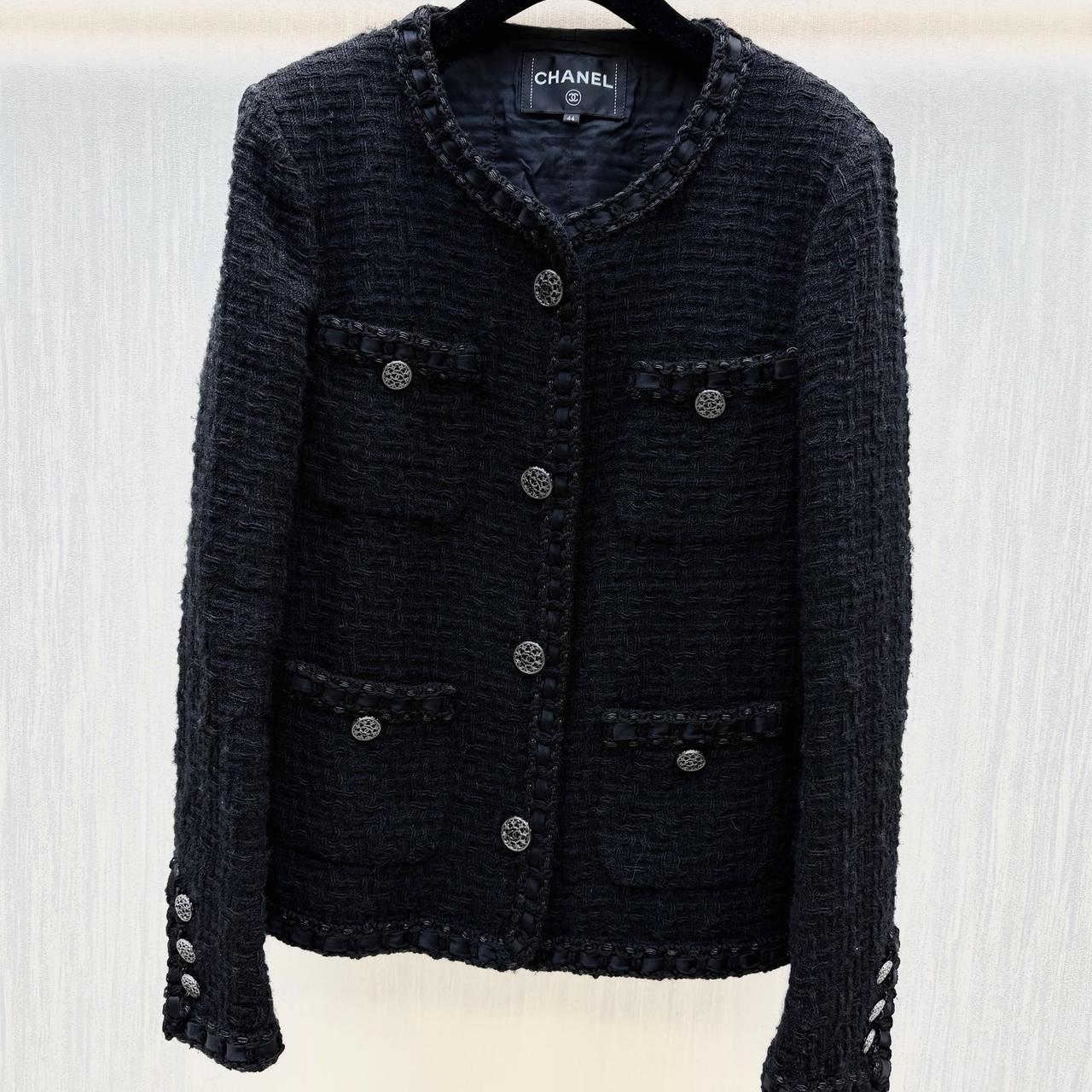Chanel罗马黑色编织花呢外套 二手