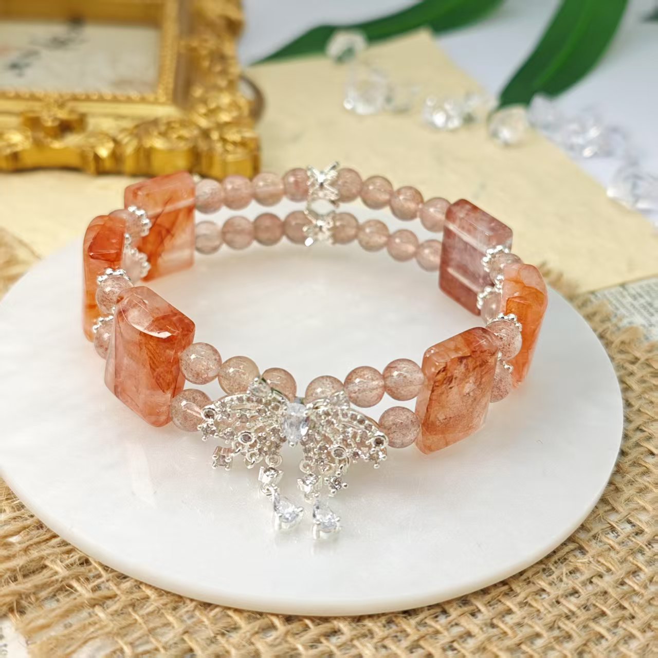 《盛开》红胶花水晶手排17（多样发其一）XF22