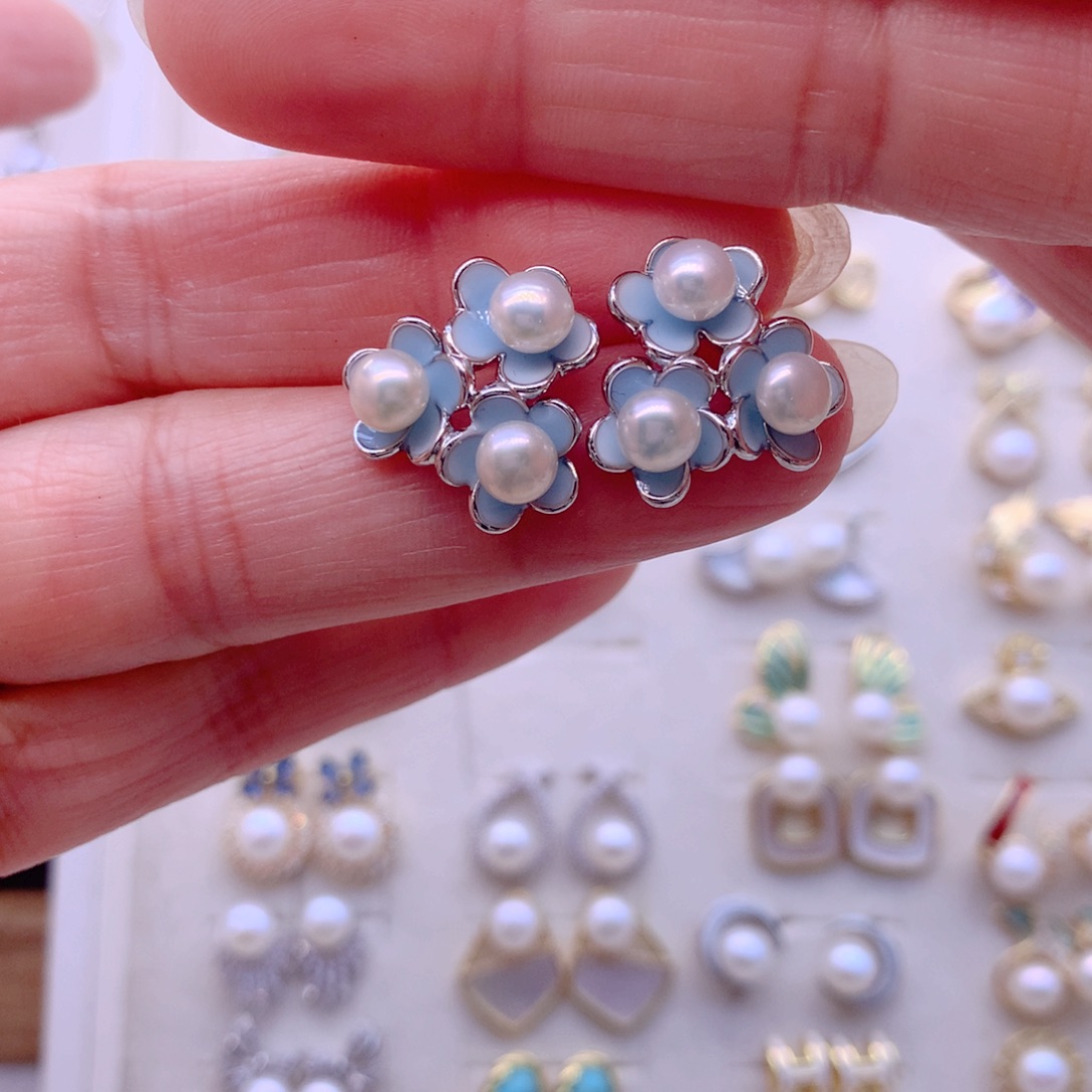 淡水珍珠耳饰合金