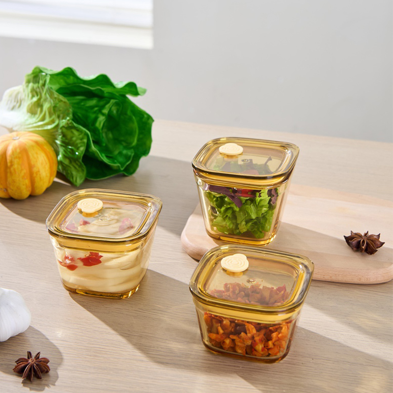 三只经典款正方小菜泡菜罐分食盒咸菜密封罐玻璃保鲜盒食品级