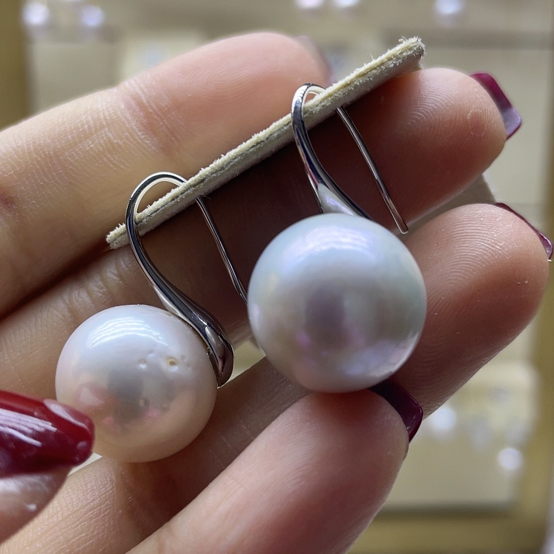 淡水珍珠耳饰银S925镶嵌