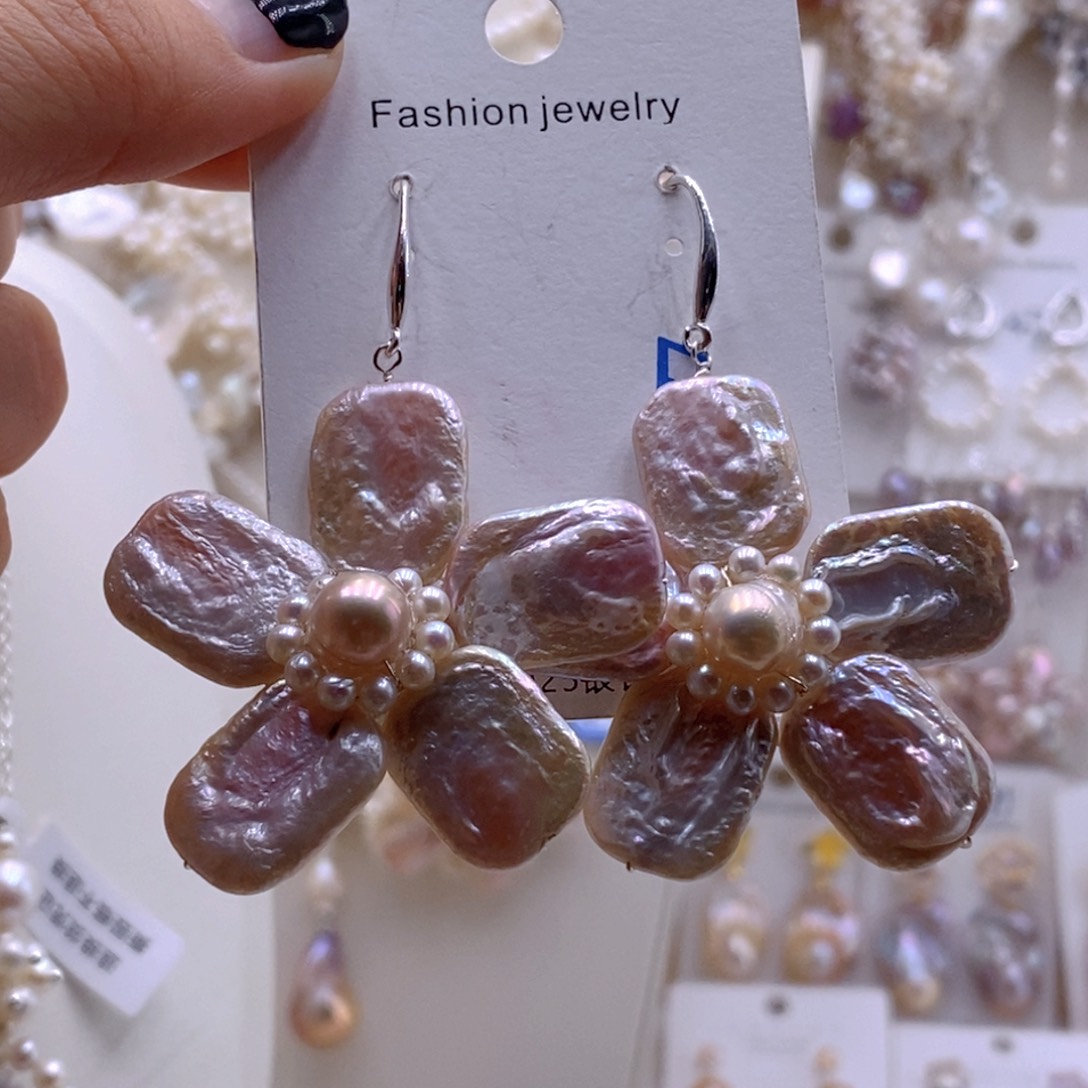 耳饰淡水珍珠银S925镶嵌